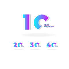 Anniversary Celebration Set Blue Color Vector Template Design Illustration