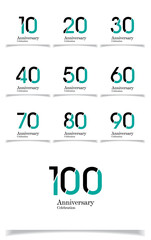 Anniversary Celebration Set Blue Color Vector Template Design Illustration