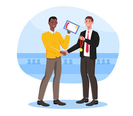 Student get a reward from official representative