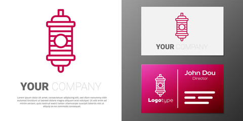 Logotype line Chinese paper lantern icon isolated on white background. Logo design template element. Vector