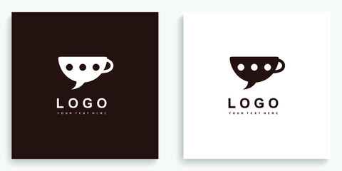 Coffee Cup Bubble Text Chat Logo. Modern logo icon symbol template vector design