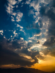 Mountain and sunset for background