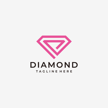 Feminine diamond gems logo design with business card template