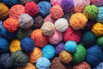 Colorful balls of wool - obrazy, fototapety, plakaty