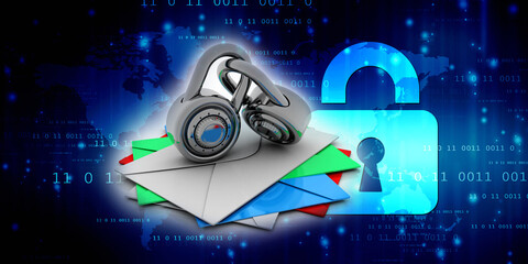 3d rendering Envelope network protection lock
    
  