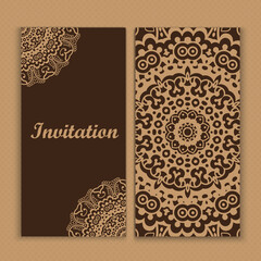 Mandala invitation card design.Floral card template design.