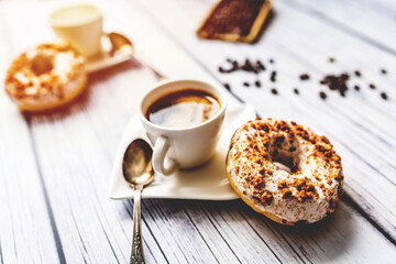 White donut with chocolate sprinkle