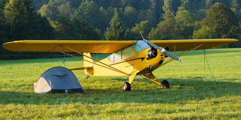 Under canvas under the wing or camping by plane