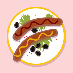 Breakfast. Colored vector illustration on a light background.