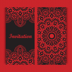 Mandala invitation card design.Floral card template design.