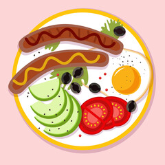 Breakfast. Colored vector illustration on a light background.