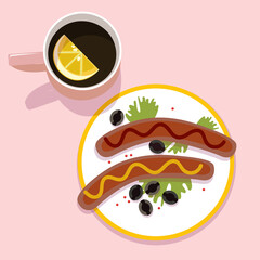 Breakfast. Colored vector illustration on a light background.