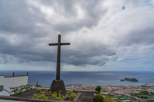 The church cross at Our Lady of Peace chapel, Vila Franca do Campo, S. Miguel, Azores