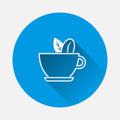 Coffee break vector icon on blue background. Flat image with long shadow.