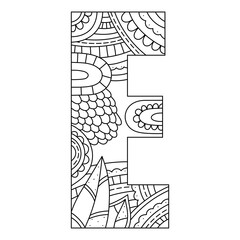 Alphabet coloring page. Capital letter. Vector illustration.