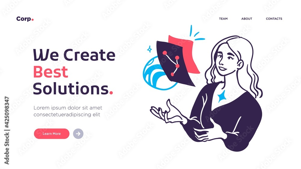 Wall mural research innovations and solutions. presentation slide template or landing page website design. busi