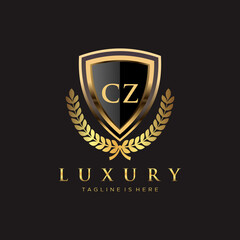 CZ Letter Initial with Royal Luxury Logo Template - obrazy, fototapety, plakaty