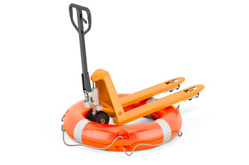 Repair and service of pallet truck, 3D rendering