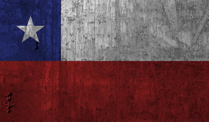 Chile grunge, old, scratched style flag