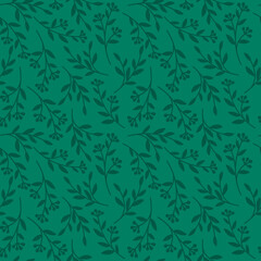 Emerald green seamless floral pattern