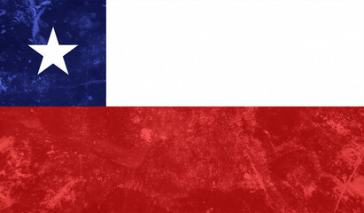 Chile grunge, old, scratched style flag