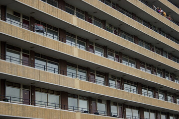 Van Adrichemstaat apartement complex in Delft, built in the 1964 in modernist style by Architectenbureau Tol, Noordhoek en De Ruyter in The Netherlands