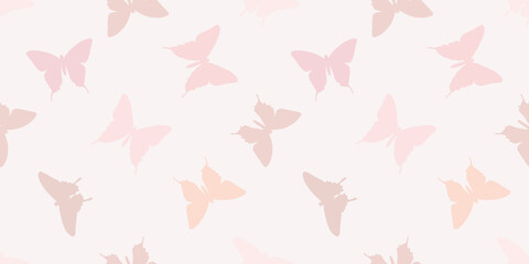 Fototapeta na wymiar Butterfly silhouette seamless vector pattern background