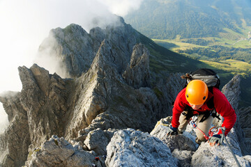 Climbing alpinist on Koenigsjodler route, Austria © Rechitan Sorin