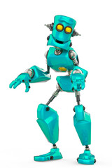 Obraz premium funny robot cartoon doing a monster pose in a white background