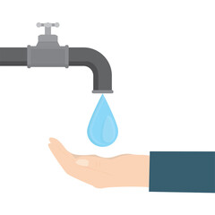 Save water, concept banner. Water tap, large drop. Problem of ecology and irreplaceable natural resources of planet.