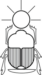 Fototapeta premium Ancient Egypt simbol, amulet scarab beetles. dung beetle. Scarabaeus line art . isolated Vector illustration. Template background 