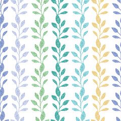 Colorful Leaf Striped Seamless Pattern Background