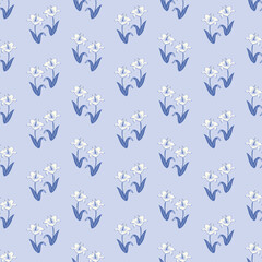 Pair of Blue Spring Lilies Seamless Pattern Background