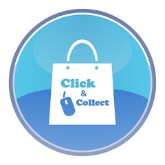 Click & collect, achat en ligne à emporter, bouton rond