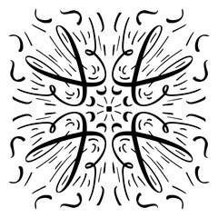 Vector seamless pattern tile - hand drawn decorative symmetrical element