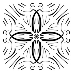 Vector seamless pattern tile - hand drawn decorative symmetrical element