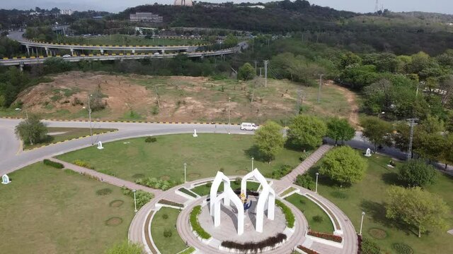 Beautiful aerial view of H8 Roundabout - Islamabad Highway - Expressway - Pakistan 