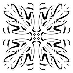 Vector seamless pattern tile - hand drawn decorative symmetrical element