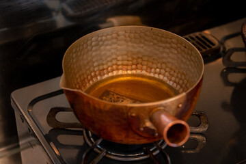 銅の鍋　銅片手鍋