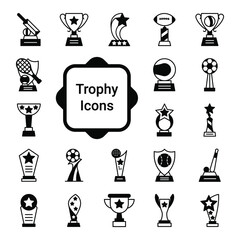 Set of award icons in line style. High quality outline symbol collection of achievement. Modern linear cup.