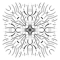 Vector seamless pattern tile - hand drawn decorative symmetrical element