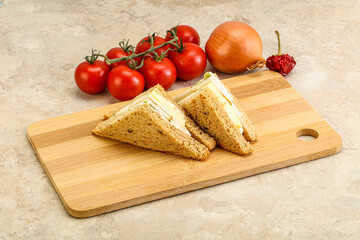 Club sandwich with chicken and cheese