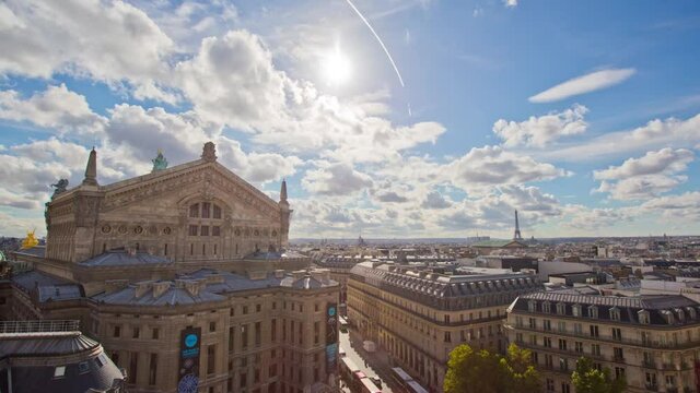 Timelapse image of sunset at Paris central cityscape, France.