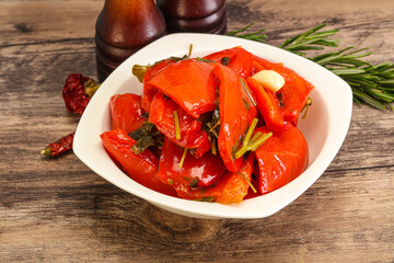 Tasty marinated red bell pepper