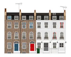 Vector illustration of the typical terraced houses in United Kingdom