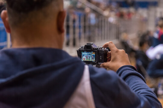 The Videographer Shoots Video At Sports Competitions