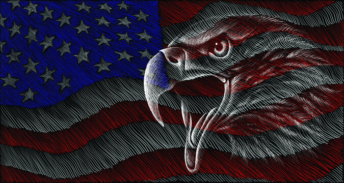 Eagle Painted In American Flag Stock Illustration - Download Image