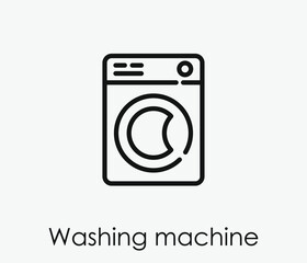 Washing machine vector icon.  Editable stroke. Linear style sign for use on web design and mobile apps, logo. Symbol illustration. Pixel vector graphics - Vector