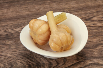Marinated garlic in the bowl