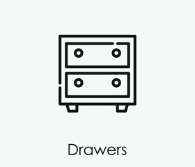 Drawers vector icon.  Editable stroke. Linear style sign for use on web design and mobile apps, logo. Symbol illustration. Pixel vector graphics - Vector